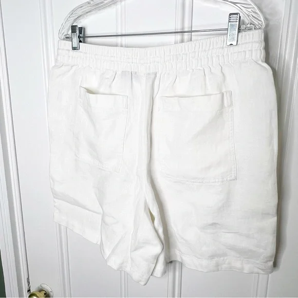 NWOT Lands’ End White Linen Shorts High Rise Bermuda Size Medium 10 12 - Picture 6 of 9